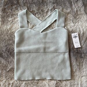 NWT Women's Ribbed Knit Cross-Back Top